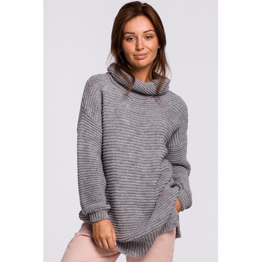 Sweter oversize z golfem - szary melanż ze sklepu Cudmoda w kategorii Swetry damskie - zdjęcie 179656037