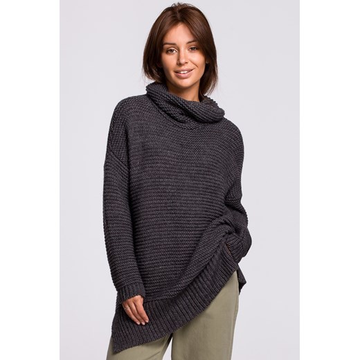 Sweter oversize z golfem - antracytowy ze sklepu Cudmoda w kategorii Swetry damskie - zdjęcie 179656038