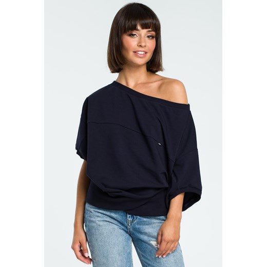 Bluza oversize z rękawem kimono - granatowa ze sklepu Cudmoda w kategorii Bluzy damskie - zdjęcie 179656039
