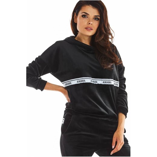 Ciepła bluza z weluru - czarna ze sklepu Cudmoda w kategorii Bluzy damskie - zdjęcie 179656185