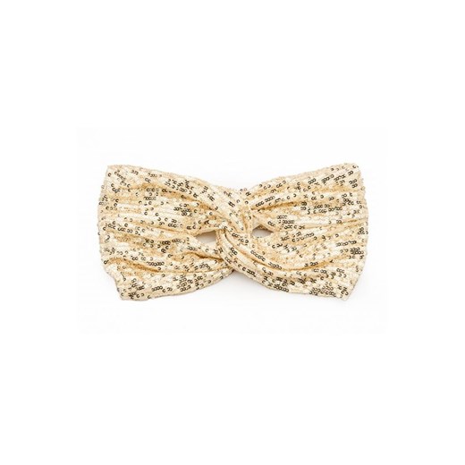Opaska bandana na głowę - beżowa-cekiny ze sklepu Cudmoda w kategorii Opaski damskie - zdjęcie 179656506