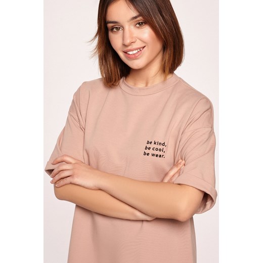 Sukienka t-shirtowa midi - mokka ze sklepu Cudmoda w kategorii Sukienki - zdjęcie 179656648
