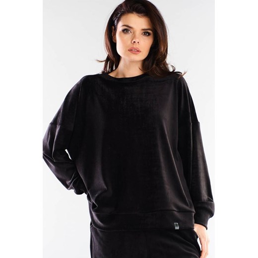 Bluza oversize z weluru - czarna ze sklepu Cudmoda w kategorii Bluzy damskie - zdjęcie 179656926