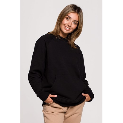 Bluza z kapturem i kieszenią kangurek - czarna ze sklepu Cudmoda w kategorii Bluzy damskie - zdjęcie 179657005