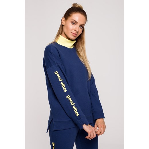 Bluza damska z logo good vibes - atramentowa ze sklepu Cudmoda w kategorii Bluzy damskie - zdjęcie 179657088