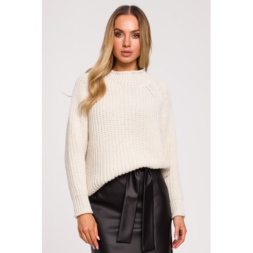 Sweter z golfem - beżowy ze sklepu Cudmoda w kategorii Swetry damskie - zdjęcie 179657119