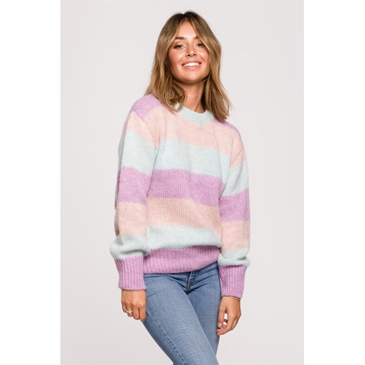 Sweter w pasy wielokolorowe - model 1 ze sklepu Cudmoda w kategorii Swetry damskie - zdjęcie 179657145