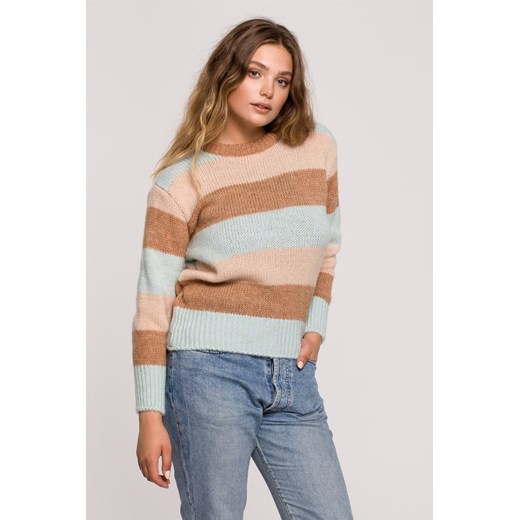 Sweter w pasy wielokolorowe - model 2 ze sklepu Cudmoda w kategorii Swetry damskie - zdjęcie 179657146