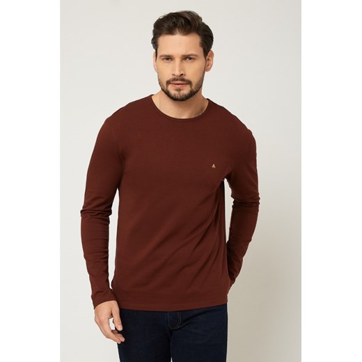 Bluzka pod marynarkę z długim rękawem - bordowa ze sklepu Cudmoda w kategorii T-shirty męskie - zdjęcie 179657275