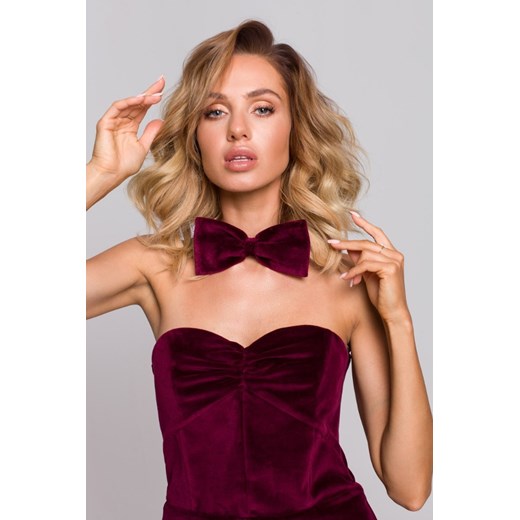 Elegancka mucha welurowa - bordowa ze sklepu Cudmoda w kategorii Dodatki damskie - zdjęcie 179657457