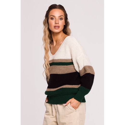 Sweter oversize z dekoltem V - model 1 ze sklepu Cudmoda w kategorii Swetry damskie - zdjęcie 179657739