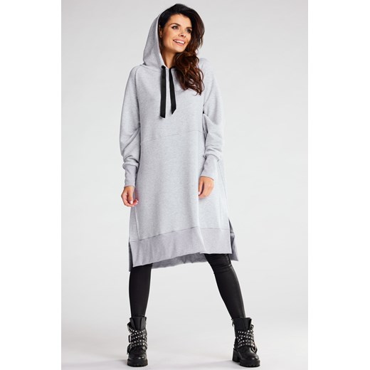 Bluza oversize z rozcięciami po bokach - szara ze sklepu Cudmoda w kategorii Bluzy damskie - zdjęcie 179657915