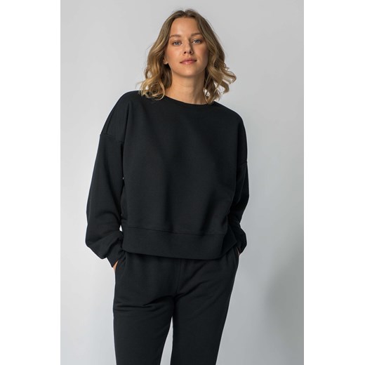 Bluza dresowa ze ściągaczami - czarna ze sklepu Cudmoda w kategorii Bluzy damskie - zdjęcie 179658105