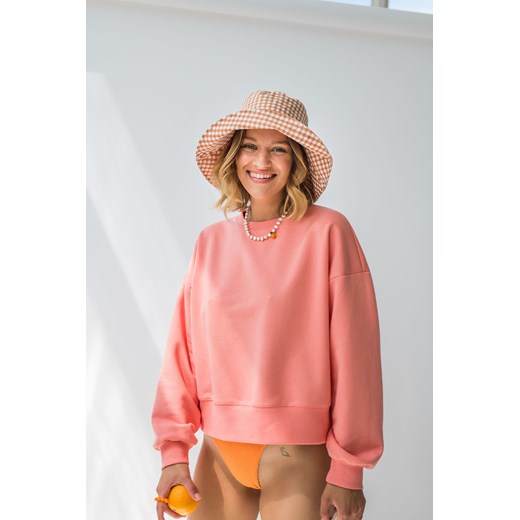 Bluza dresowa ze ściągaczami - koralowa ze sklepu Cudmoda w kategorii Bluzy damskie - zdjęcie 179658106