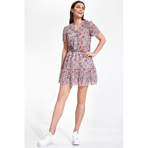 Sukienka mini z falbanką - wzór 135 ze sklepu Cudmoda w kategorii Sukienki - zdjęcie 179658127