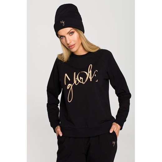 Czapka beanie z haftem - czarna ze sklepu Cudmoda w kategorii Czapki zimowe damskie - zdjęcie 179658225