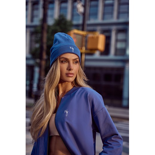Czapka beanie z haftem - indygo ze sklepu Cudmoda w kategorii Czapki zimowe damskie - zdjęcie 179658228