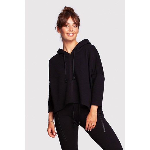 Bluza o luźnym kroju z kapturem - czarna ze sklepu Cudmoda w kategorii Bluzy damskie - zdjęcie 179658277