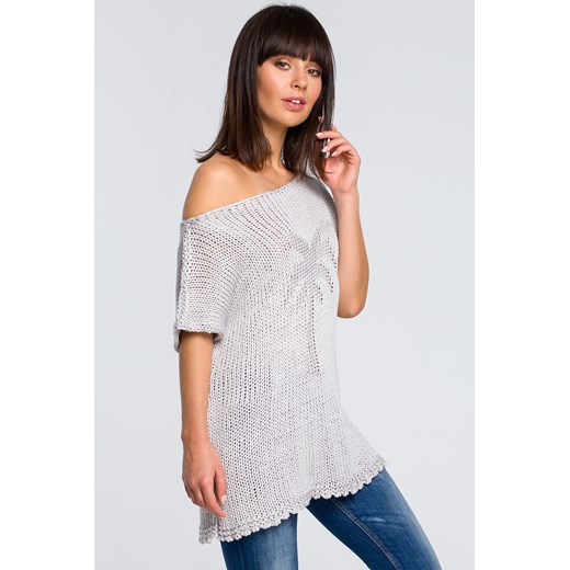 Sweter z palmą - szary ze sklepu Cudmoda w kategorii Swetry damskie - zdjęcie 179658279