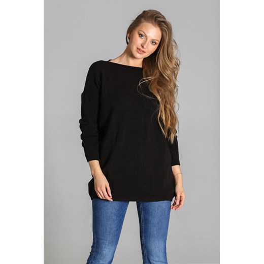 Szeroka bluza dzianinowa - czarna ze sklepu Cudmoda w kategorii Bluzy damskie - zdjęcie 179658518