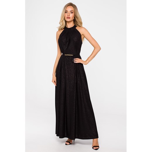 Sukienka maxi z dekoltem typu halter - czarna ze sklepu Cudmoda w kategorii Sukienki - zdjęcie 179658636