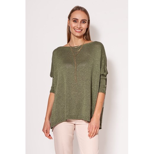 Ciepły sweter damski typu oversize - zielony ze sklepu Cudmoda w kategorii Swetry damskie - zdjęcie 179659339