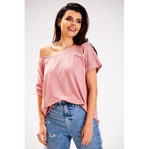 Bluzka damska oversize - różowa ze sklepu Cudmoda w kategorii Bluzki damskie - zdjęcie 179659379