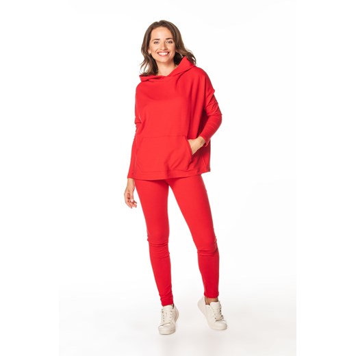Wygodna bluza damska z kapturem - czerwona ze sklepu Cudmoda w kategorii Bluzy damskie - zdjęcie 179659516