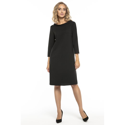 Elegancka sukienka z kołnierzykiem - czarna ze sklepu Cudmoda w kategorii Sukienki - zdjęcie 179659725