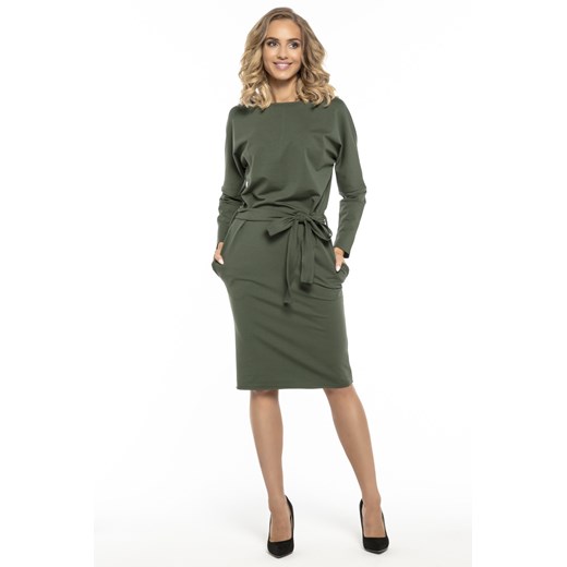 Luźna sukienka kimono z kieszeniami - zielona ze sklepu Cudmoda w kategorii Sukienki - zdjęcie 179659729