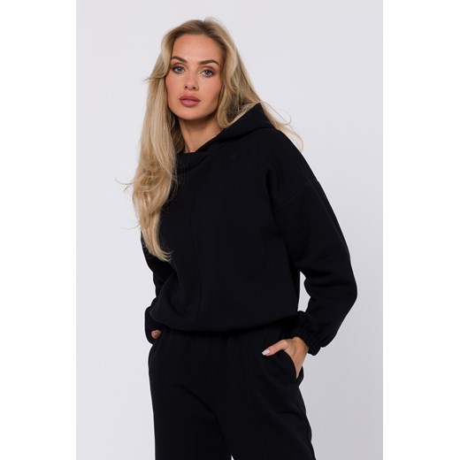 Bluza dresowa z kapturem - czarna ze sklepu Cudmoda w kategorii Bluzy damskie - zdjęcie 179659869