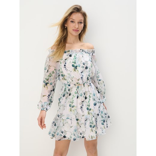 Mohito - Sukienka mini w roślinny print - biały Mohito 36 Mohito