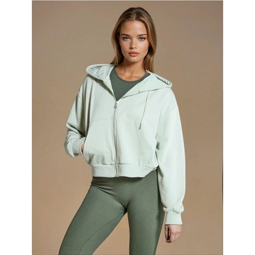 Sinsay - Rozpinana bluza z kapturem - zielony ze sklepu Sinsay w kategorii Bluzy damskie - zdjęcie 179663148