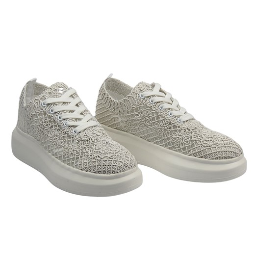 Buty sportowe damskie koronkowe białe Vinceza 17371 ze sklepu ulubioneobuwie w kategorii Buty sportowe damskie - zdjęcie 179663888