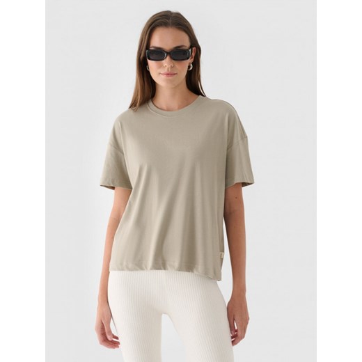 Damski t-shirt basic Outhorn OTHWAW24TTSHF2140 - szary ze sklepu Sportstylestory.com w kategorii Bluzki damskie - zdjęcie 179664238