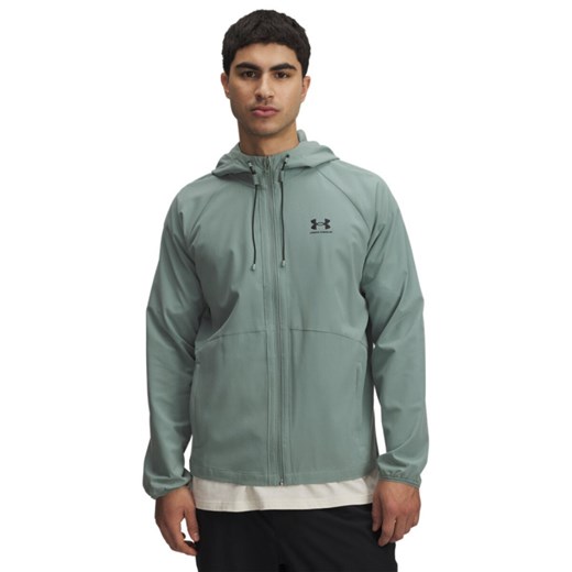 Męska kurtka wiatrówka Under Armour UA Stretch Woven Windbreaker - zielona ze sklepu Sportstylestory.com w kategorii Kurtki męskie - zdjęcie 179664507