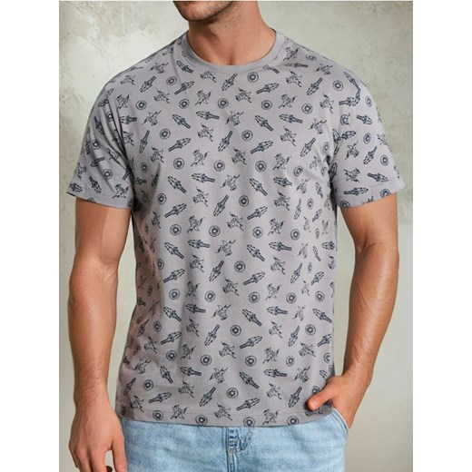 Sinsay - Koszulka z nadrukiem allover - szary ze sklepu Sinsay w kategorii T-shirty męskie - zdjęcie 179668815