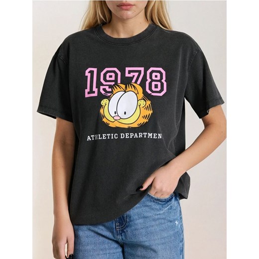 Sinsay - Koszulka z efektem sprania Garfield - szary ze sklepu Sinsay w kategorii Bluzki damskie - zdjęcie 179668878