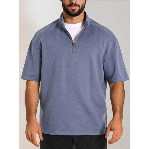 Sinsay - Bluza z krótkim rękawem - niebieski ze sklepu Sinsay w kategorii Bluzy męskie - zdjęcie 179668895