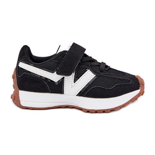 Sneakersy Dziecięce Na Rzep Czarne ze sklepu ButyModne.pl w kategorii Buty sportowe dziecięce - zdjęcie 179672157