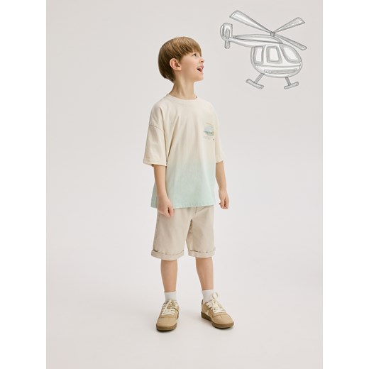Reserved - T-shirt oversize z nadrukiem - złamana biel Reserved 134 (8 lat) Reserved