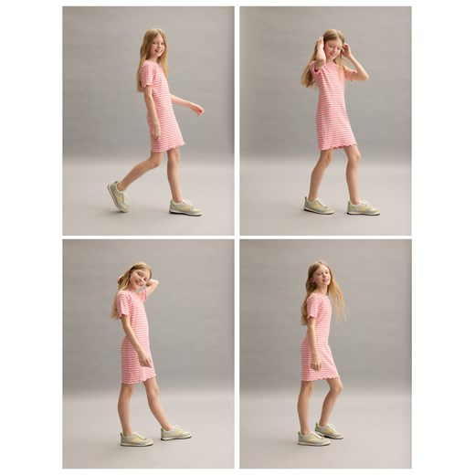 Reserved - Sukienka w paski - pastelowy róż Reserved 146/152 (10-11 lat) Reserved