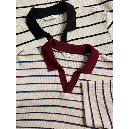 Reserved - Strukturalne polo regular fit - bordowy Reserved XL Reserved