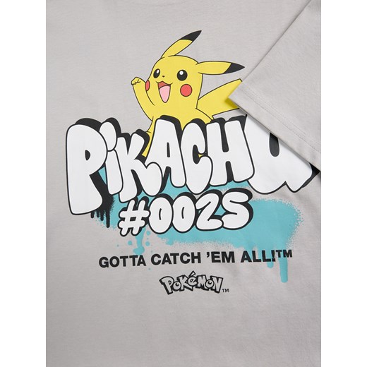 Reserved - Bawełniany t-shirt Pokemon - jasnoszary Reserved 128 (7-8 lat) Reserved