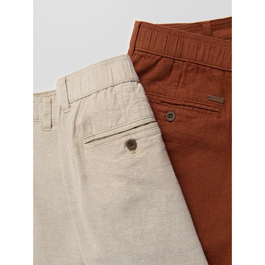 Reserved - Szorty regular z lnem - karminowy Reserved S Reserved