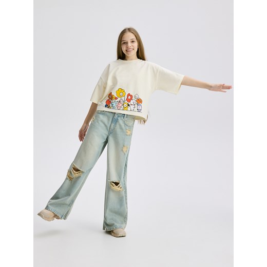 Reserved - Krótki t-shirt BT21 - kremowy Reserved 134/140 (8-9 lat) Reserved