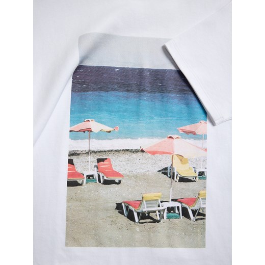 Reserved - T-shirt z nadrukiem - biały Reserved XL Reserved