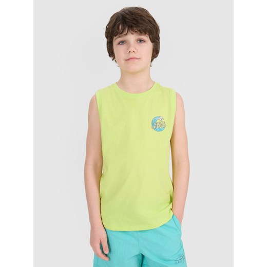 Chłopięcy top z nadrukiem 4F 4FJWSS25TSLEM162 - zielony ze sklepu Sportstylestory.com w kategorii T-shirty chłopięce - zdjęcie 179680925