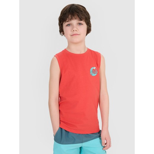 Chłopięcy top z nadrukiem 4F 4FJWSS25TSLEM162 - czerwony ze sklepu Sportstylestory.com w kategorii T-shirty chłopięce - zdjęcie 179680938