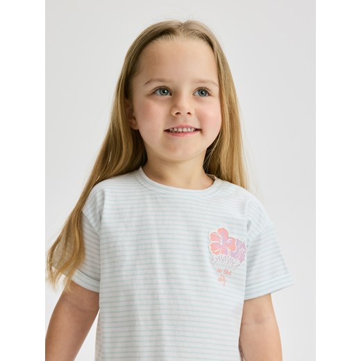 Reserved - T-shirt z wypukłym nadrukiem - jasnoniebieski ze sklepu Reserved w kategorii Bluzki dziewczęce - zdjęcie 179683399